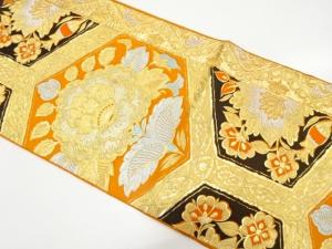 アンティーク　亀甲に花更紗模様織り出し袋帯（材料）